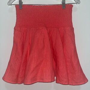 J. Crew 100% Linen Coral Smocked Mini Skirt Size S NWOT